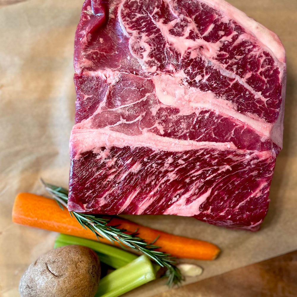 KL Beef premium dry-aged Angus beef chuck roast, 3-4 pounds, klbeefco.com